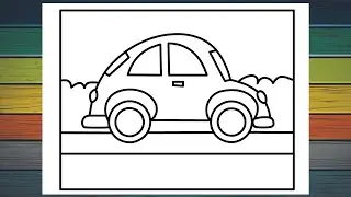 How to Draw an Easy Car Tutorial and Car Coloring Page! Drawing Tutorial for Beginners