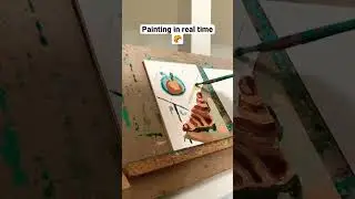 Painting process in real time🥐 #croissant #paintingprocess #paintingreels #oilpainting #painting