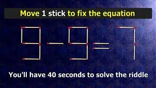 👉 ANSWER - Match puzzle - move 1 match to make equation 9-9=7 correct | Best matchstick puzzle