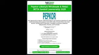 Pepkor Lifestyle Wholesale & Retail SETA funded Learnership 2025