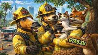 Спасаем кошечку в GTA 5 Enhanced PC работа пожарного в ГТА Онлайн почти как в GTA 6