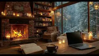 Warm Winter Caf&eacute; ❄️ Soft Piano and Crackling Fireplace for Relaxation