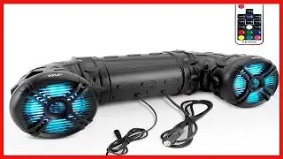 Pyle Marine ATV Powered Speakers - 4.0 Wireless Bluetooth, 800 Watt, Color Changing LED Lights,