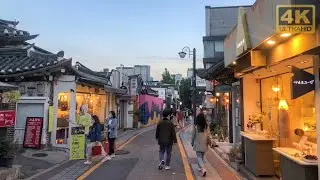 [4K] Seoul Walk around Korean traditional house village and pretty cafe street.
