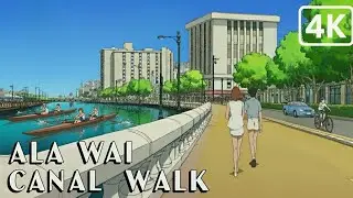 [4K] Walking Tour of Ala Wai Canal street side boundary of Waikiki. - Honolulu, Hawaii