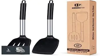 Pack of 2 Silicone Solid Turner Non Stick Slotted Kitchen Spatulas High