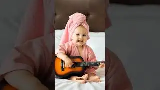 Baby singing nostalgic song with cute and small guitar #songkids #kidsfunnyshorts #shortkidsstory