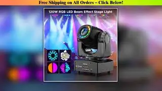 U'King 120W LED Beam Moving Head Light RGB Color Mixing 8 Patterns DMX Effect Light Rotating Stage