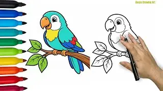 How to draw a parrot | parrot bird drawing