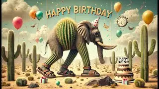 Happy Birthday Liril&igrave; Laril&agrave;. A Surreal Italian Brainrot Party in the Middle of Cactus-Filled Desert