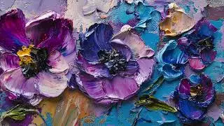 Textured Wildflower Oil Painting Art Screensaver for Frame TV Decor | No Music | 3 Hours