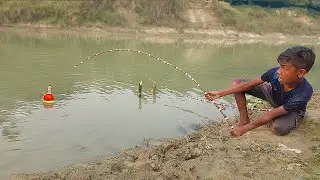 Amazing Hook Fishing 2022 | The Boy Catch Fish by Hook From River With Beautiful Nature