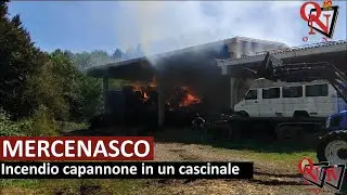MERCENASCO - Incendio capannone in un cascinale