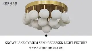 Alabaster Semi Flush Mount with Etched Opal Marble Shades