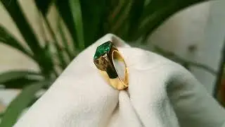 Lab Created Emerald Gemstone Men Ring 925 Silver May Birthstone Signet gift ring