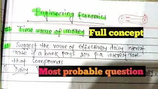 Engineering Economics | Time value of money numerical | Important concept