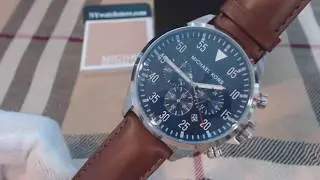 Men's Michael Kors Gage Chronograph Leather Strap Watch MK8362