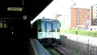 Meneghino subway train departing  Cimiano station,green line MILANO (line n. 2 )