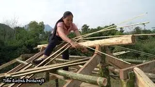 Young Woman Leaving the City to Build a Bamboo House from Start to Finish | Bushcraft – Living Free