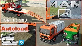 FS22 Mods in action ⇋ MAN TGM 13.290 Flatbed Truck ⇋ Autoload for All Pallets Products
