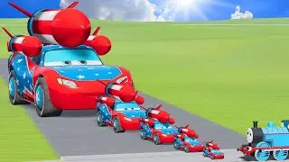 Big & Small Rocket Lightning Mcqueen vs Train Thomas | BeamNG.Drive