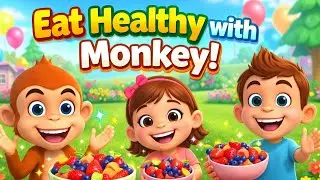 Monkey&rsquo;s Fruit Party 🍎 | Fun Kids Song About Healthy Eating | 3D Cartoon for Kids | Hustle Untold 