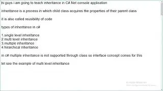 C# Console Multi Level Inheritance #37