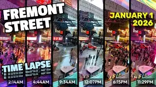 New Year's Day - 24 Hours On Fremont Street (Time Lapse) In Downtown LAS VEGAS - January 1, 2026