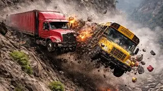 IMPOSSIBLE Truck vs Bus Crash on a Cliff Edge! Crash Compilation #82 | BeamNG Drive.