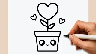 How to Draw a Cute Heart Plant Step by Step | Easy Drawing for Kids 