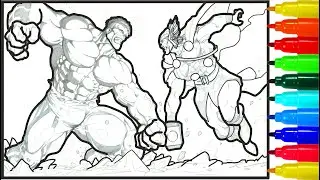 Hulk Thor Battle of Heroes Coloring Pages