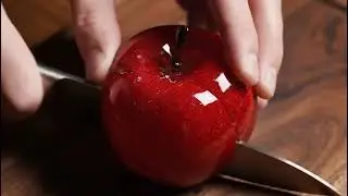 Satisfying glass apple cutting