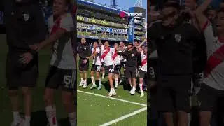 As&iacute; sal&iacute;an #Demichelis y los jugadores de #River tras ganarle a #Boca en La Bombonera ⚪🔴⚪