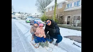 Sledding In Street || Tazeem | Ayat || Beautiful Winter Day .