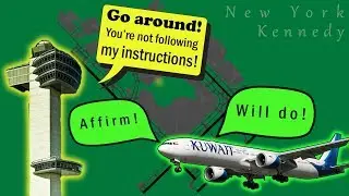Frustrated JFK Controller instructs Kuwaiti to go around | Bad readbacks!