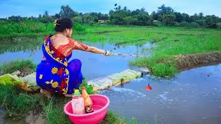 Fishing Video || The Cute Girls are Very Skilled and Adept at Fishing in the Canal || Hook Fishing