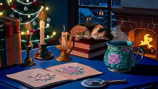 Cozy Work Desk by the Window | Vintage Christmas Oldies &ndash; Warm Fireplace Mood for Focus