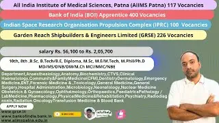 AIIMS Patna|Bank of India |Garden Reach Shipbuilders & Engineers Limited|Indian Space Research