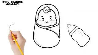How to Draw a Baby and Baby Accessories for Kids 💖 Infant Drawing | Baby Bottle And Nipple Drawing