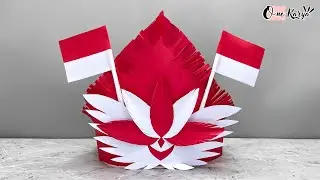 Cara membuat topi dari kertas karton untuk karnaval 17 agustus dengan asesoris bendera merah putih