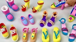  DIY HOW TO MAKE POLYMER CLAY MINIATURE DOLL SHOES || DIY MINIATURE FOOTWEAR PART - 2