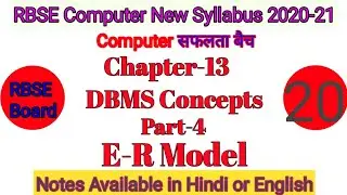 Chapter-13 DBMS Concepts Part-4||E-R Model in DBMS||RBSE New Syllabus 2020-21||Tutorials in Hindi