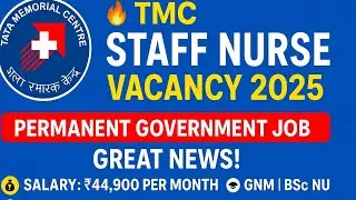 TMC Staff Nurse vacancy 2025💐 TATA Memorial Hospital Nurse bharti #tmc 