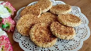 Biscotti con fiocchi d'avena e semolino in padella/la ricetta salutare senza zucchero e senza uova!