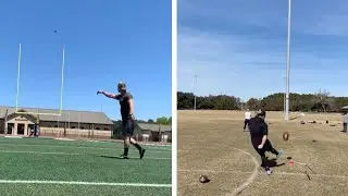 Football Kicker Performs Jaw-Dropping Trick Shots