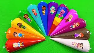 Cocomelon Rainbow Bags Slime: Pinkfong, JJ, TomTom, YoYo, Cody, Jeni & Hogi Mix Colorful ASMR 💖