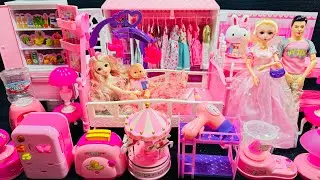 [🐰toy asmr🐰]Barbie Rocking Bed PlaySet ASMR Pink Toys Satisfying with Unboxing