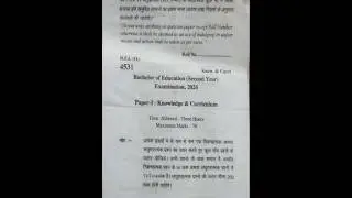 Knowledge & Curriculum || B.Ed. 2nd year 2024 ( Paper-1 ) || Jnvu Exam Paper 2024 #jnvu #exampaper