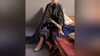 Beautiful Velvet dress design for sale , brand Eman Adeel, 3 piece dress, velvet shirt fully emb