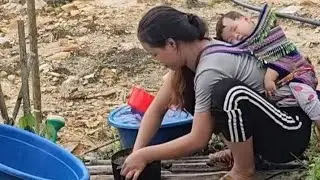 Single Mother Washing Clothes and Cooking with Her Children  Simple Life